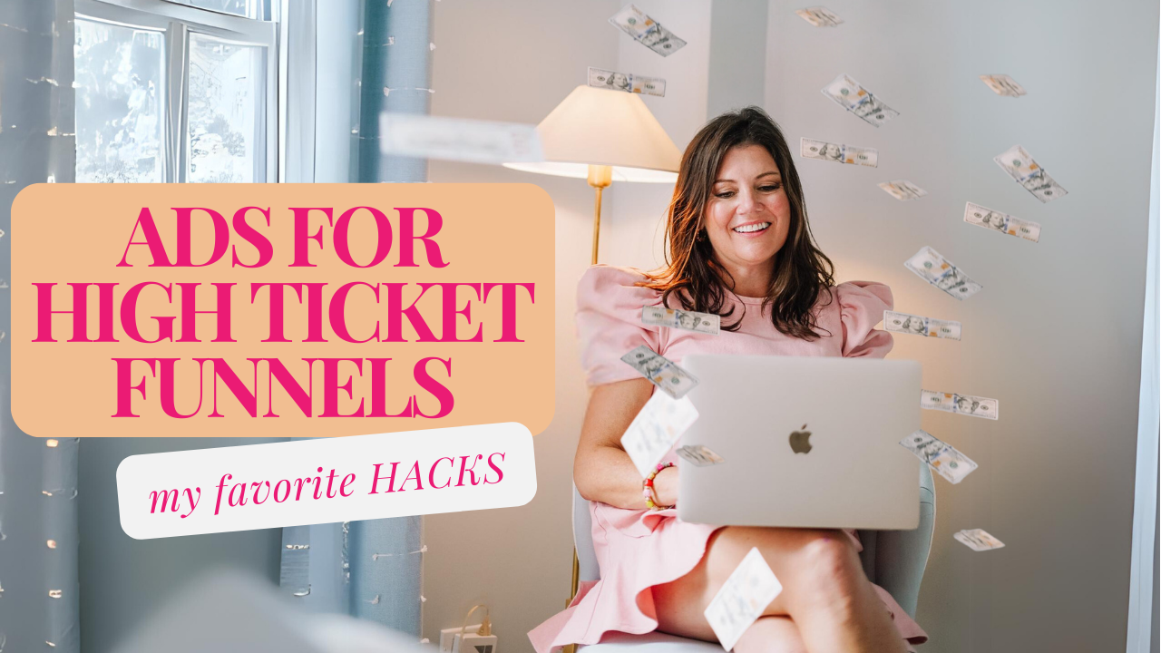 woman in a pink dress sitting with a laptop introducing hacks blog